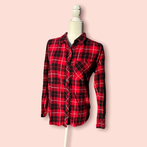 Forever 21 Let Your Heart Wonder Black Red Flannel - Picture 7 of 13